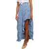 image:imageBTFBM Women 2026 Spring Summer Long Skirts Dress Boho Floral Elastic Waist Split Ruffle High Low Beach Maxi Skirt ClothesBlue