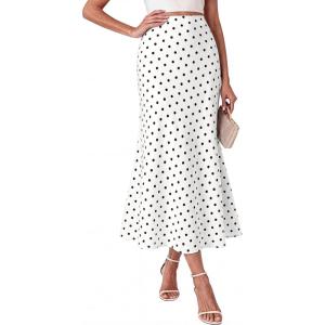 image:imageBTFBM Maxi Skirts for Women 2026 Summer Spring Lightweight A Line High Waisted Wedding Guest Party Silk Long Midi SkirtDot White Black
