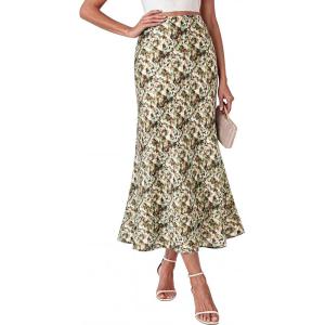 image:imageBTFBM Maxi Skirts for Women 2026 Summer Spring Lightweight A Line High Waisted Wedding Guest Party Silk Long Midi SkirtGreen Camo
