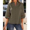 image:imageBTFBM 34 Length Sleeve Womens Tops Summer Blouses Eyelet Hollow Out Button Down Shirts Business Casual Outfits 2026Army Green