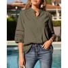 image:imageBTFBM 34 Length Sleeve Womens Tops Summer Blouses Eyelet Hollow Out Button Down Shirts Business Casual Outfits 2026Army Green