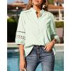image:imageBTFBM 34 Length Sleeve Womens Tops Summer Blouses Eyelet Hollow Out Button Down Shirts Business Casual Outfits 2026Bean Green