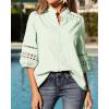 image:imageBTFBM 34 Length Sleeve Womens Tops Summer Blouses Eyelet Hollow Out Button Down Shirts Business Casual Outfits 2026Bean Green