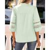 image:imageBTFBM 34 Length Sleeve Womens Tops Summer Blouses Eyelet Hollow Out Button Down Shirts Business Casual Outfits 2026Bean Green