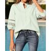 image:imageBTFBM 34 Length Sleeve Womens Tops Summer Blouses Eyelet Hollow Out Button Down Shirts Business Casual Outfits 2026Bean Green