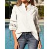 image:imageBTFBM 34 Length Sleeve Womens Tops Summer Blouses Eyelet Hollow Out Button Down Shirts Business Casual Outfits 2026Beige