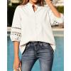 image:imageBTFBM 34 Length Sleeve Womens Tops Summer Blouses Eyelet Hollow Out Button Down Shirts Business Casual Outfits 2026Beige