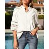 image:imageBTFBM 34 Length Sleeve Womens Tops Summer Blouses Eyelet Hollow Out Button Down Shirts Business Casual Outfits 2026Beige