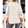 image:imageBTFBM 34 Length Sleeve Womens Tops Summer Blouses Eyelet Hollow Out Button Down Shirts Business Casual Outfits 2026Beige