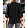 image:imageBTFBM 34 Length Sleeve Womens Tops Summer Blouses Eyelet Hollow Out Button Down Shirts Business Casual Outfits 2026Black