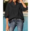 image:imageBTFBM 34 Length Sleeve Womens Tops Summer Blouses Eyelet Hollow Out Button Down Shirts Business Casual Outfits 2026Black