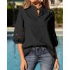 image:imageBTFBM 34 Length Sleeve Womens Tops Summer Blouses Eyelet Hollow Out Button Down Shirts Business Casual Outfits 2026Black