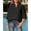 image:imageBTFBM 34 Length Sleeve Womens Tops Summer Blouses Eyelet Hollow Out Button Down Shirts Business Casual Outfits 2026Black