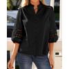 image:imageBTFBM 34 Length Sleeve Womens Tops Summer Blouses Eyelet Hollow Out Button Down Shirts Business Casual Outfits 2026Black