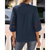 image:imageBTFBM 34 Length Sleeve Womens Tops Summer Blouses Eyelet Hollow Out Button Down Shirts Business Casual Outfits 2026Navy