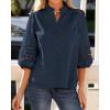 image:imageBTFBM 34 Length Sleeve Womens Tops Summer Blouses Eyelet Hollow Out Button Down Shirts Business Casual Outfits 2026Navy