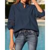 image:imageBTFBM 34 Length Sleeve Womens Tops Summer Blouses Eyelet Hollow Out Button Down Shirts Business Casual Outfits 2026Navy