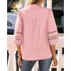 image:imageBTFBM 34 Length Sleeve Womens Tops Summer Blouses Eyelet Hollow Out Button Down Shirts Business Casual Outfits 2026Pink