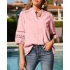 image:imageBTFBM 34 Length Sleeve Womens Tops Summer Blouses Eyelet Hollow Out Button Down Shirts Business Casual Outfits 2026Pink