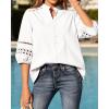 image:imageBTFBM 34 Length Sleeve Womens Tops Summer Blouses Eyelet Hollow Out Button Down Shirts Business Casual Outfits 2026White