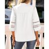 image:imageBTFBM 34 Length Sleeve Womens Tops Summer Blouses Eyelet Hollow Out Button Down Shirts Business Casual Outfits 2026White