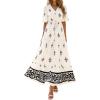 image:imageBTFBM Boho Dresses for Women 2026 Summer Spring Casual Floral Short Sleeve V Neck Flowy ALine Maxi Party Dress PocketsFloral Apricot Black