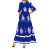image:imageBTFBM Boho Dresses for Women 2026 Summer Spring Casual Floral Short Sleeve V Neck Flowy ALine Maxi Party Dress PocketsFloral Blue White