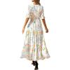 image:imageBTFBM Boho Dresses for Women 2026 Summer Spring Casual Floral Short Sleeve V Neck Flowy ALine Maxi Party Dress PocketsFloral White Multi