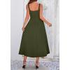 image:imageBTFBM Elegant Cocktail Dresses for Women 2026 Summer Square Neck Sleeveless A Line Formal Wedding Guest Party Maxi DressArmy Green