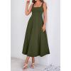 image:imageBTFBM Elegant Cocktail Dresses for Women 2026 Summer Square Neck Sleeveless A Line Formal Wedding Guest Party Maxi DressArmy Green