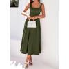 image:imageBTFBM Elegant Cocktail Dresses for Women 2026 Summer Square Neck Sleeveless A Line Formal Wedding Guest Party Maxi DressArmy Green