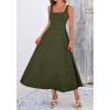 image:imageBTFBM Elegant Cocktail Dresses for Women 2026 Summer Square Neck Sleeveless A Line Formal Wedding Guest Party Maxi DressArmy Green