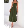 image:imageBTFBM Elegant Cocktail Dresses for Women 2026 Summer Square Neck Sleeveless A Line Formal Wedding Guest Party Maxi DressArmy Green