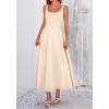 image:imageBTFBM Elegant Cocktail Dresses for Women 2026 Summer Square Neck Sleeveless A Line Formal Wedding Guest Party Maxi DressBeige