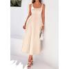 image:imageBTFBM Elegant Cocktail Dresses for Women 2026 Summer Square Neck Sleeveless A Line Formal Wedding Guest Party Maxi DressBeige