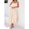 image:imageBTFBM Elegant Cocktail Dresses for Women 2026 Summer Square Neck Sleeveless A Line Formal Wedding Guest Party Maxi DressBeige