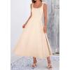 image:imageBTFBM Elegant Cocktail Dresses for Women 2026 Summer Square Neck Sleeveless A Line Formal Wedding Guest Party Maxi DressBeige