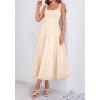 image:imageBTFBM Elegant Cocktail Dresses for Women 2026 Summer Square Neck Sleeveless A Line Formal Wedding Guest Party Maxi DressBeige