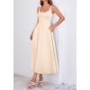 image:imageBTFBM Elegant Cocktail Dresses for Women 2026 Summer Square Neck Sleeveless A Line Formal Wedding Guest Party Maxi DressBeige