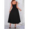 image:imageBTFBM Elegant Cocktail Dresses for Women 2026 Summer Square Neck Sleeveless A Line Formal Wedding Guest Party Maxi DressBlack
