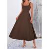 image:imageBTFBM Elegant Cocktail Dresses for Women 2026 Summer Square Neck Sleeveless A Line Formal Wedding Guest Party Maxi DressBrown