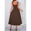 image:imageBTFBM Elegant Cocktail Dresses for Women 2026 Summer Square Neck Sleeveless A Line Formal Wedding Guest Party Maxi DressBrown