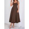 image:imageBTFBM Elegant Cocktail Dresses for Women 2026 Summer Square Neck Sleeveless A Line Formal Wedding Guest Party Maxi DressBrown