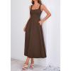 image:imageBTFBM Elegant Cocktail Dresses for Women 2026 Summer Square Neck Sleeveless A Line Formal Wedding Guest Party Maxi DressBrown