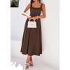 image:imageBTFBM Elegant Cocktail Dresses for Women 2026 Summer Square Neck Sleeveless A Line Formal Wedding Guest Party Maxi DressBrown