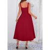 image:imageBTFBM Elegant Cocktail Dresses for Women 2026 Summer Square Neck Sleeveless A Line Formal Wedding Guest Party Maxi DressBurgundy
