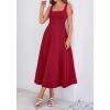 image:imageBTFBM Elegant Cocktail Dresses for Women 2026 Summer Square Neck Sleeveless A Line Formal Wedding Guest Party Maxi DressBurgundy