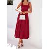 image:imageBTFBM Elegant Cocktail Dresses for Women 2026 Summer Square Neck Sleeveless A Line Formal Wedding Guest Party Maxi DressBurgundy