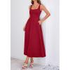 image:imageBTFBM Elegant Cocktail Dresses for Women 2026 Summer Square Neck Sleeveless A Line Formal Wedding Guest Party Maxi DressBurgundy