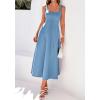 image:imageBTFBM Elegant Cocktail Dresses for Women 2026 Summer Square Neck Sleeveless A Line Formal Wedding Guest Party Maxi DressDusty Blue